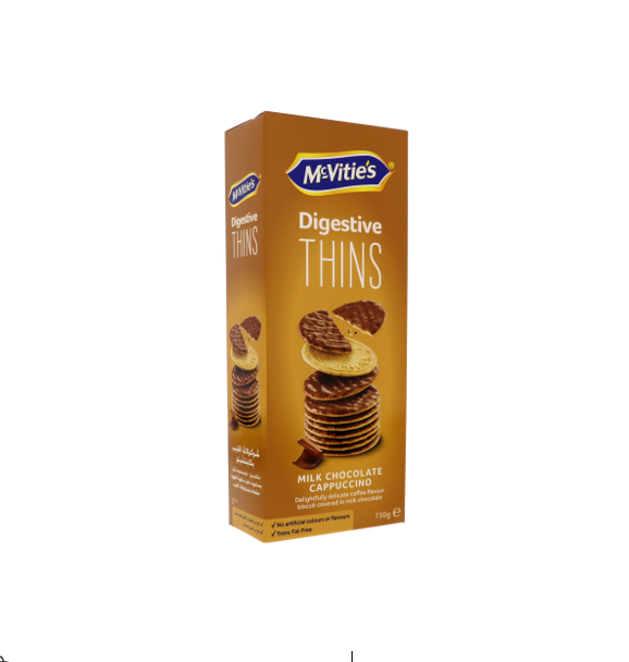 McVitie's Digestive Thins Milk Chocolate Cappuccino - trans fat free, artificial colors free