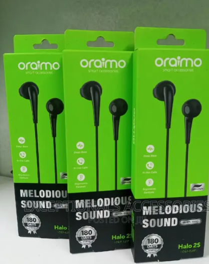 Oraimo Halo Melodious Sound In-Ear Headphones with Microphone - Black