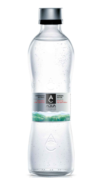 Aqua Carpatica Carbonated Mineral Water Glass Bottle 330ml - low sodium