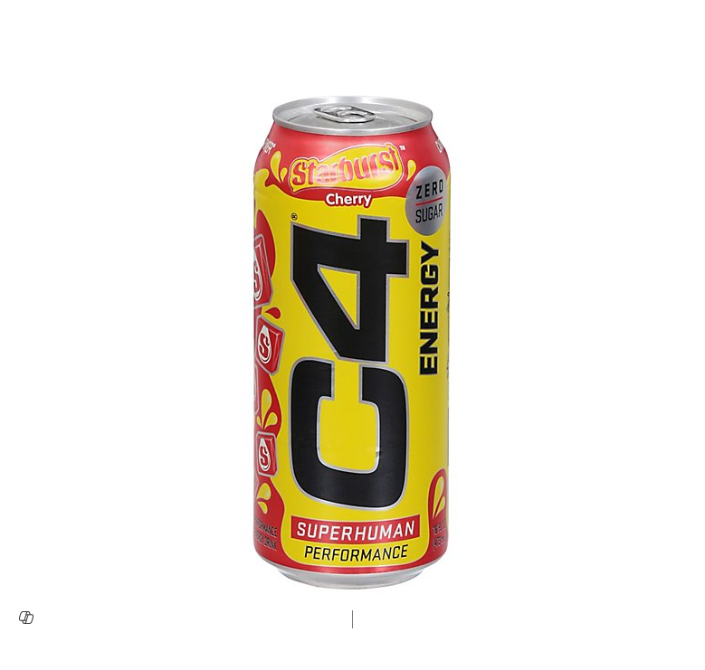 C4 Superhuman Performance Energy Drink Starburst Cherry Flavor - sugar free, artificial colors free, calories free