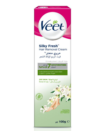 Veet Silky Fresh Legs & Body Hair Removal Cream Shea Butter & Lily Scent 100G (DRY SKIN)