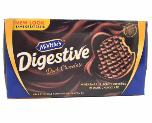 McVitie's Digestive Dark Chocolate Coated Wholemeal Biscuits - artificial colors free, artificial flavors free, hydrogenated fats free 200g