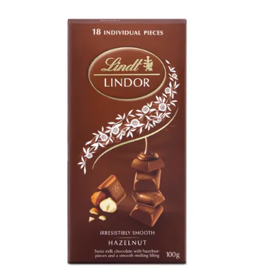 Lindt Lindor Milk Chocolate Slab with Hazelnuts