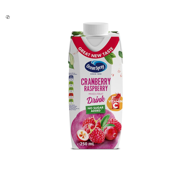 Ocean Spray Long Life Cranberry & Raspberry Drink with Vitamin C - no added sugar