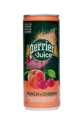 Perrier & Juice Carbonated Natural Mineral Water Peach & Cherry Flavor 250ml