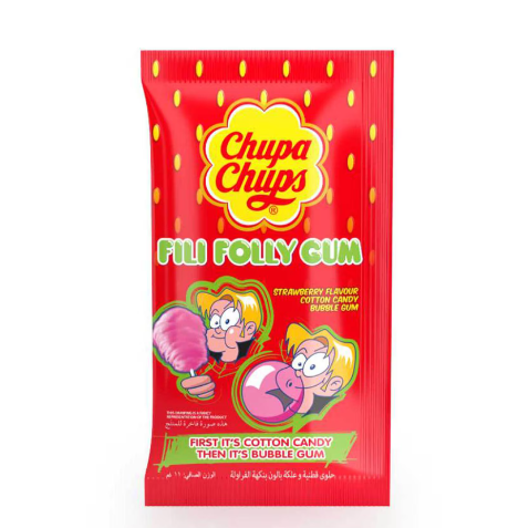 Chupa Chups Fili Folly Cotton Candy Bubblegum Strawberry Flavor