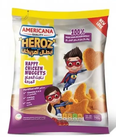 Americana Heroz Frozen Happy Chicken Nuggets (22-28 Pieces) - artificial colors free, artificial flavors free