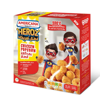 Americana Heroz Frozen Chicken Popcorns (50 Pieces Approx) - artificial colors free, artificial flavors free