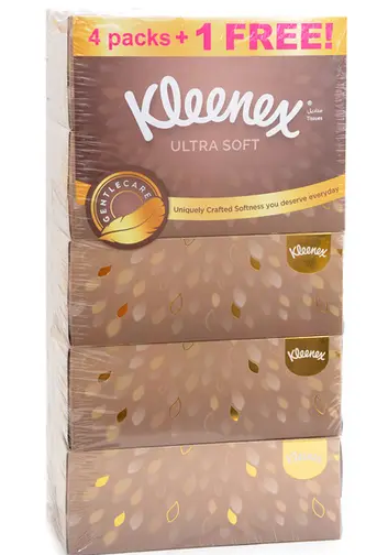 Kleenex Ultra Soft Facial Tissues 3ply (4+1 Free)