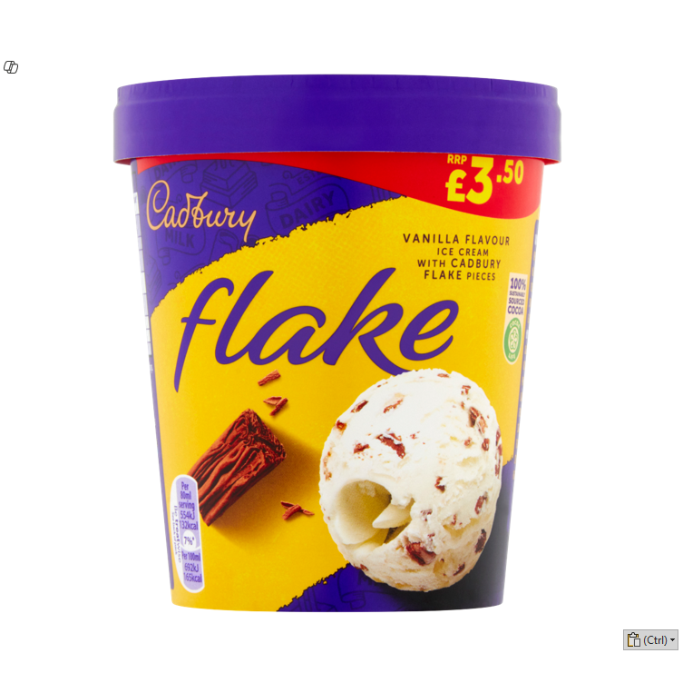 Cadbury Flake Vanilla Ice Cream With Chocolate Flake Pieces