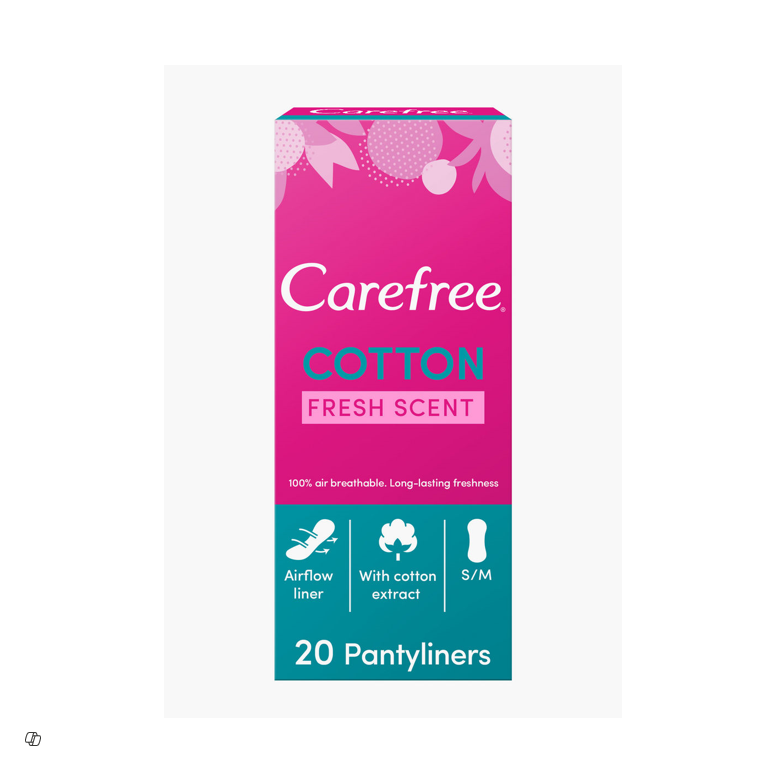 Carefree Small to Medium Cotton Pantyliners Fresh Scent 20liners