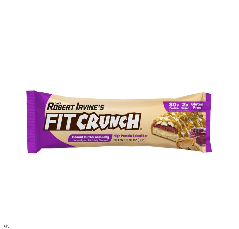 Robert Irvine's Fit Crunch Baked 16g Whey Protein Bar Peanut Butter & Jelly Flavor - gluten free