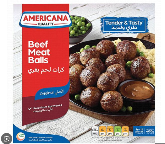 Americana Frozen Beef Meatballs (14 Pieces Approx) 400g