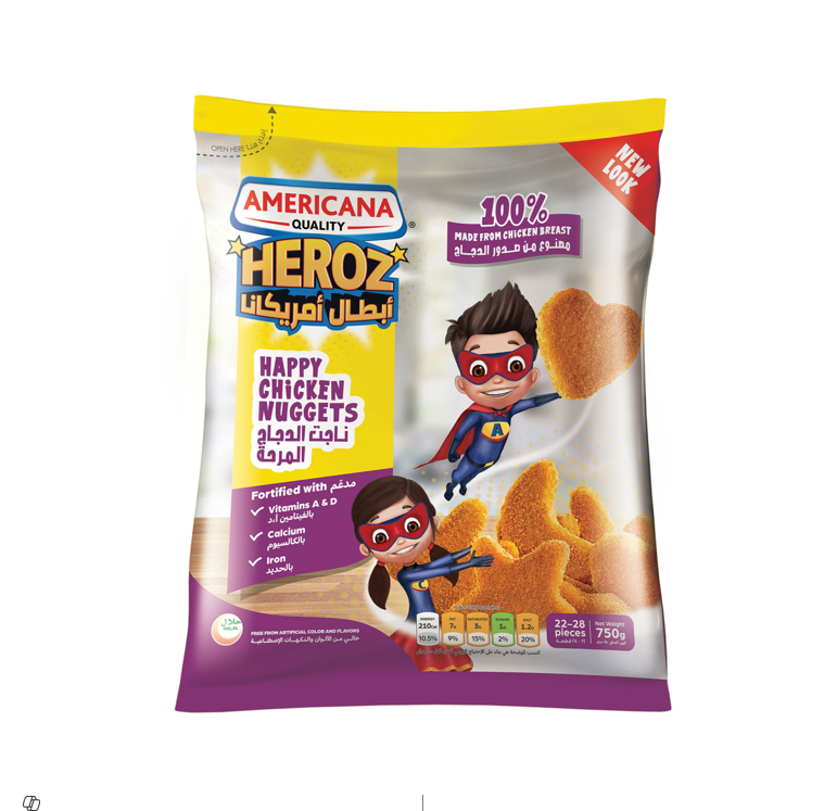 Americana Frozen Happy Chicken Nuggets - artificial colors free, artificial flavors free