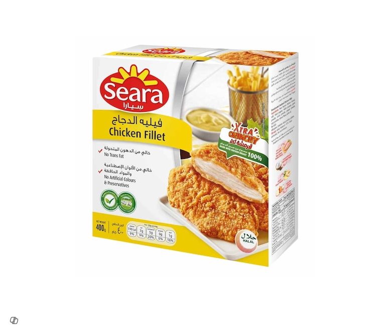Seara Frozen Breaded Chicken Fillets - trans fat free, artificial colors free, preservatives free 400gm