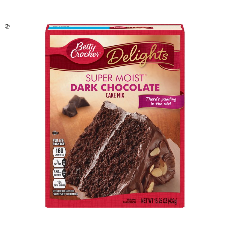 Betty Crocker Super Moist Dark Chocolate Cake Mix (serve up to 12 people)