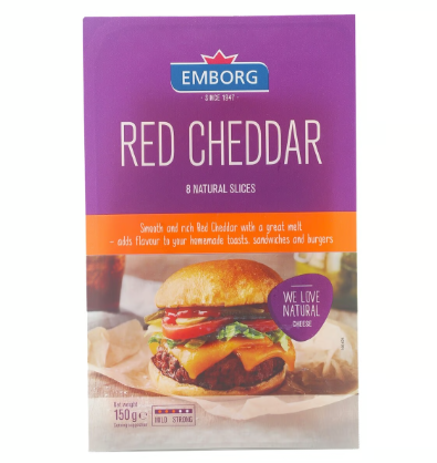 EMBORG CHEDDAR CHEESE SLICES 8S