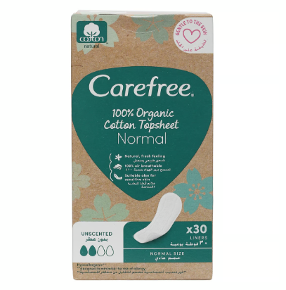 Carefree 100% Organic Cotton Topsheet Normal 30liners