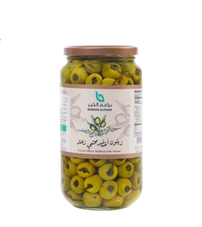 E.C.E. baraem alkhair green olives stuffed with pepper 640GM