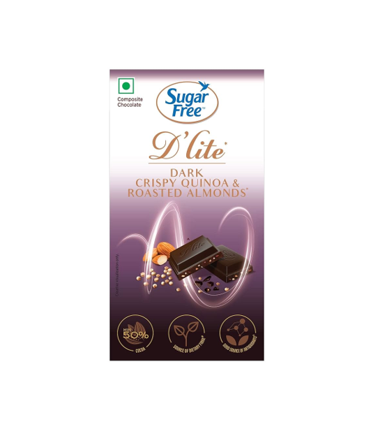 D'Lite Dark Chocolate with Quinoa Roasted Almond Flavor - gluten free, sugar free, vegetarian