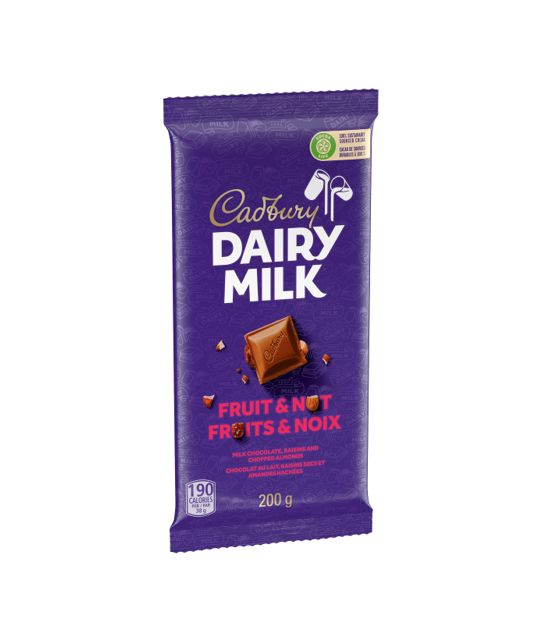 Cadbury Dairy Milk Fruit & Nut Chocolate Slab with Raisins & Almonds 100GM