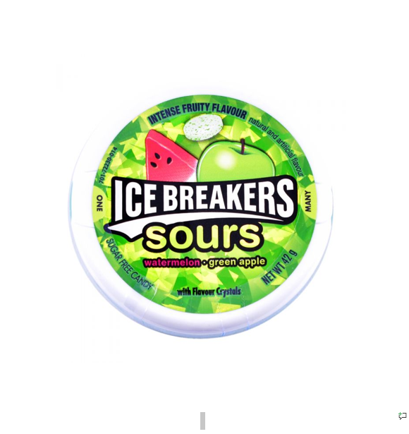 ICE BREAKERS SOURS WATERMELON GREEN APPLE FLAVOR 42GM