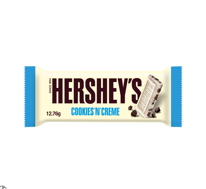 HERSHEYS CHOCOLATE BAR COOKIES & CREAM FLAVOR 12.76GM