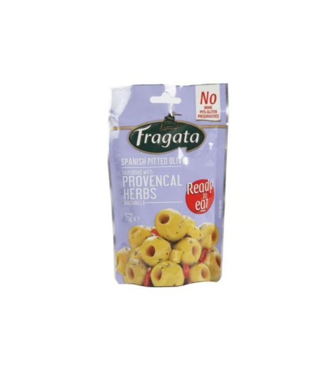 Fragata Spanish Pitted Olives with Provencal Herbs - gluten free, preservatives free, brine free 70GM