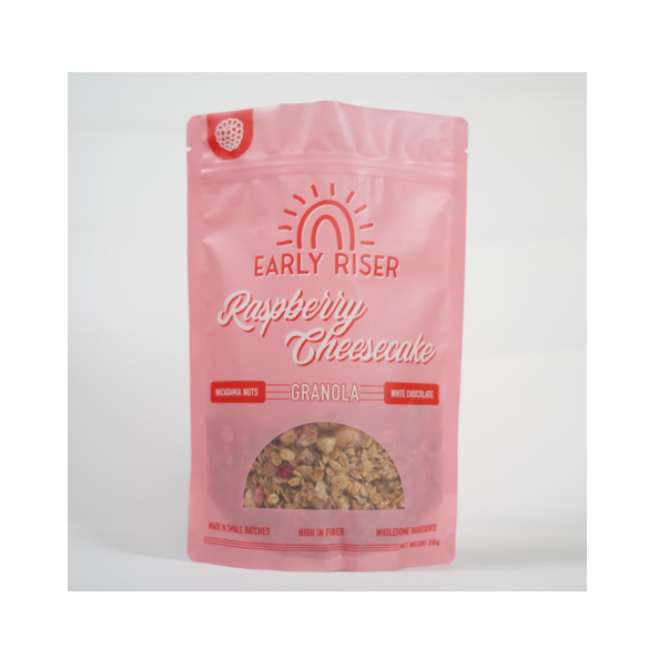 EARLY RISER WHOLE GRAIN GRANOLA RASPBERRY CHEESECAKE 250GM 