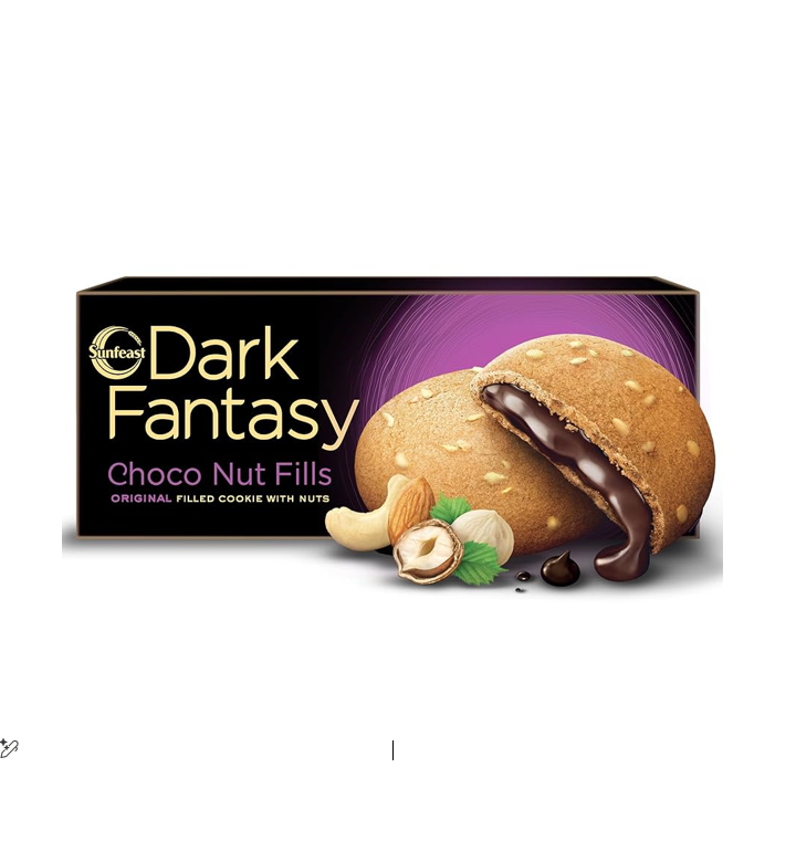 Sunfeast Dark Fantasy Choco Creme Cookies Filled with Nuts (6 Pieces) 75GM
