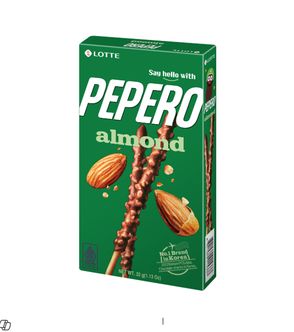 Lotte Pepero Biscuit Sticks Coated with Chocolate & Almonds 32GM 