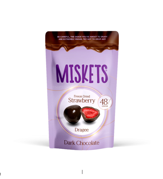 MISKETS DARK CHOCOLATE COATED FREEZE-DRIED STRAWBERRY 80GM