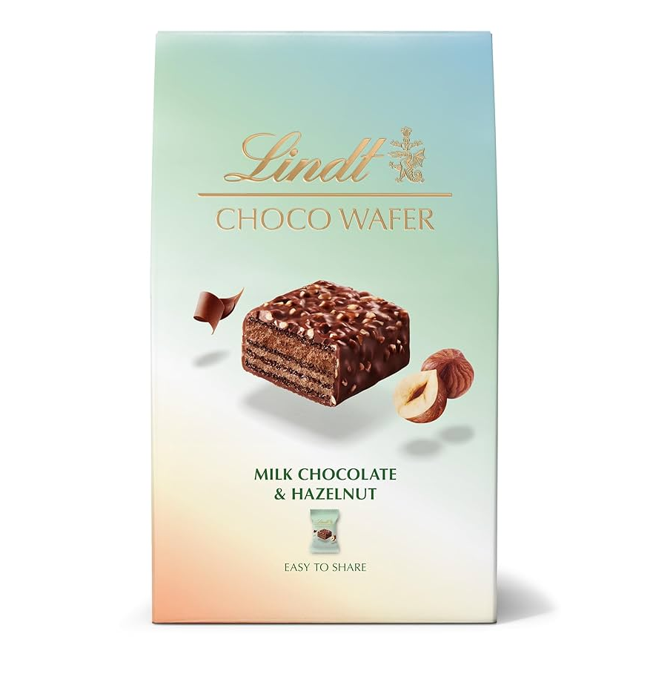 LINDT CHOCO WAFER MILK CHOCOLATE & HAZELNUT 135GM