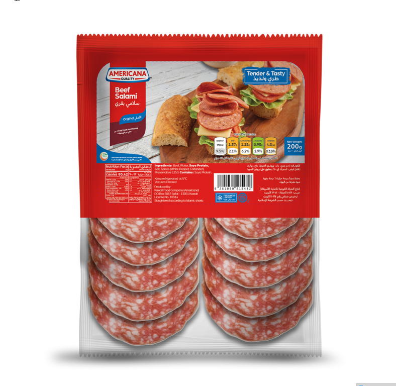 AMERICANA BEEF SALAMI SLICES 105GM