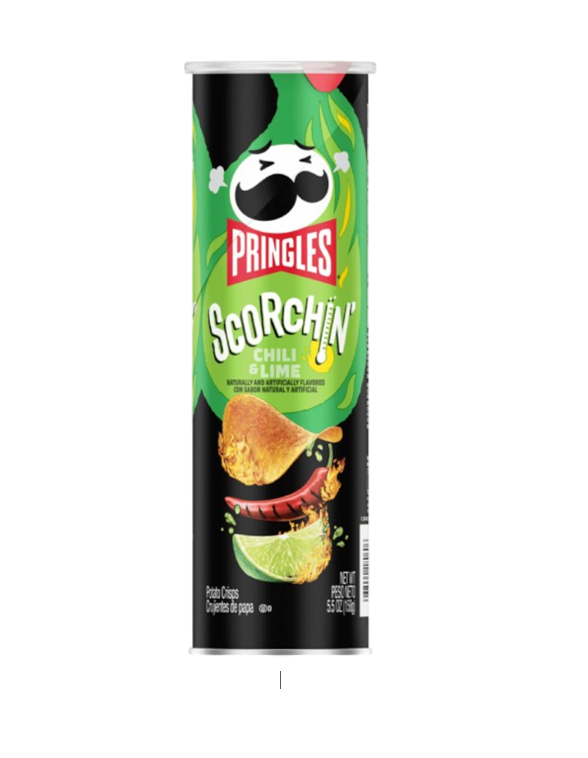 PRINGLES SCORCHIN HOT CHILI LIME 158GM
