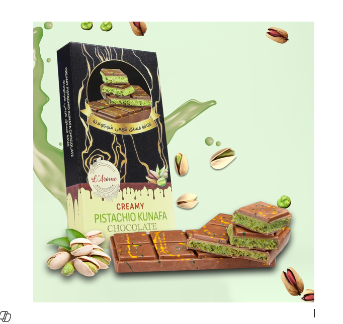 LAROME CREAMY PISTACHIO KUNAFA CHOCOLATE 200GM 