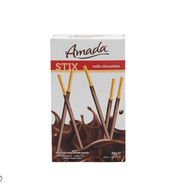 AMADA STIX MIL CHOCOLATE 40GM