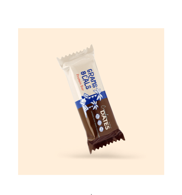 GRAM & CALS PROTEIN BAR DATES LAYERED WITH WHITE CHOCOLATE 