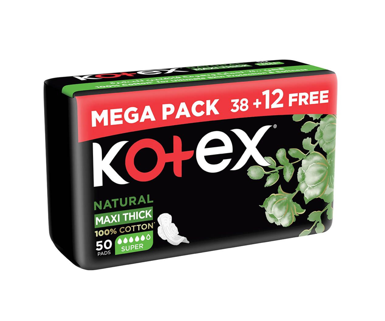 KOTEX NATURAL MAXI PROTECT 50 PADS 