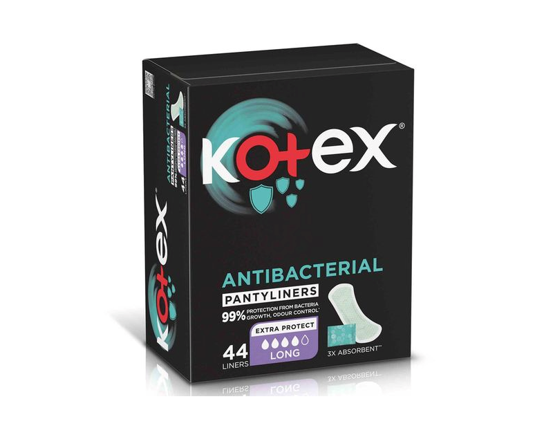KOTEX LINERS ANTIBACRIAL LONG 44 LINERS 