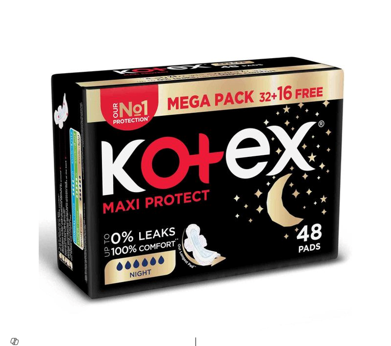 KOTEX MAXI PROTECT COMFORT NIGHT 48 PADS 