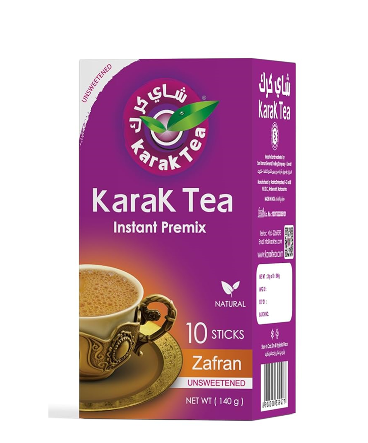 KARAK TEA INSTANT PREMIX ZAFRAN UNSWEETENED 140GM 10STICKS