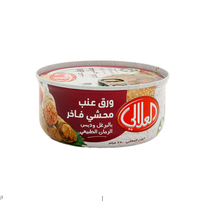 ALALALI FANCY STUFFED VINE LEAVE BURGHUL NATURAL POMEGRANTED SAUCE 280GM