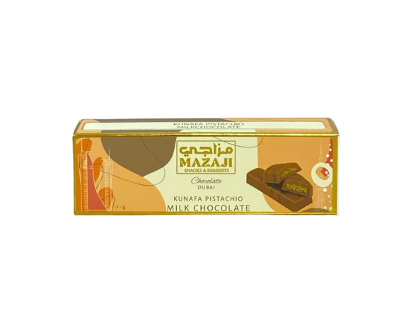 MAZAJI CHOCOLATE DUBAI KUNAFA PISTACHIO MILK CHOCOLATE 50GM