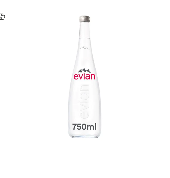 EVIAN NATURAL MINERAL WATER GLASS BOTTLE 750ML