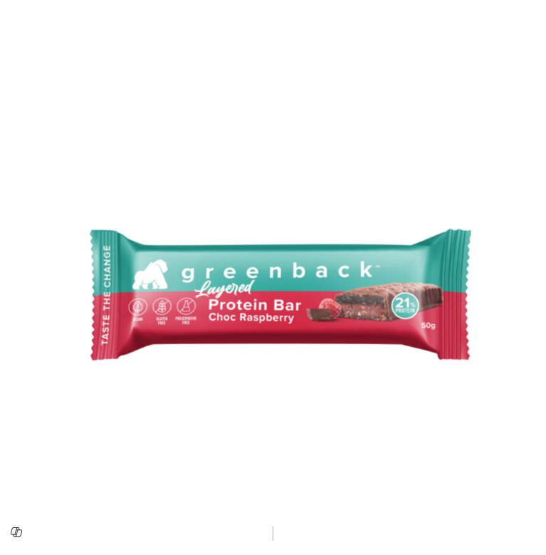 GREEN BACK CHOCO RASPBERRY PROTEIN BAR 50GM