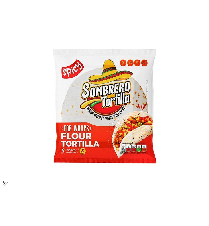 SOMBRERO TORTILLA FLOUR WRAP SPICY 340GM