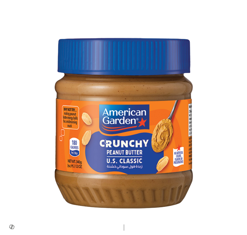 AMERICAN GARDEN CRUNCHY PEANUT BUTTER 340GM