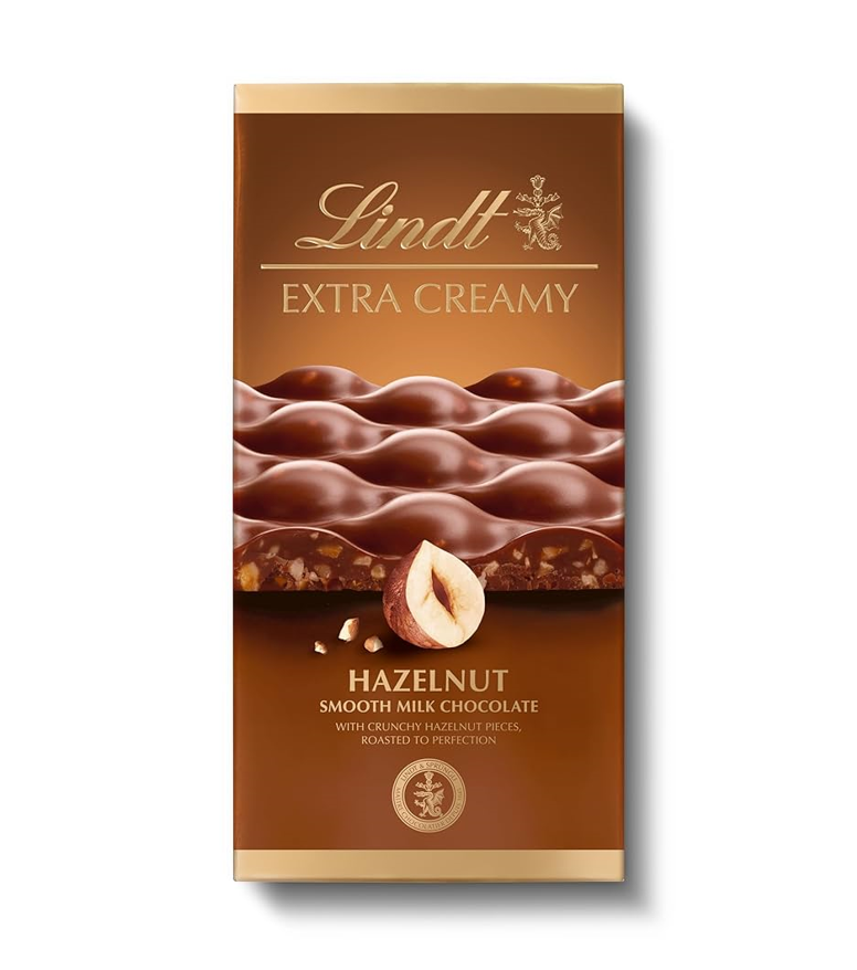 LINDT EXTRA CREAMY HAZELNUT SMOOTH CHOCOLATE 80GM