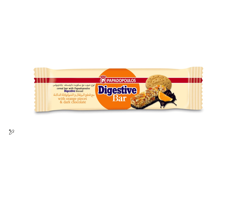 DIGESTIVE BAR WITH ORANGE PIECES&DARK CHOCOLATE 28GM